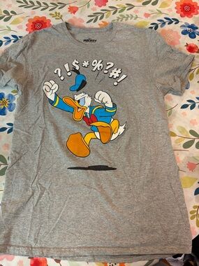 Disney Grey Donald Duck Angry Graphic Tee - Adult Small